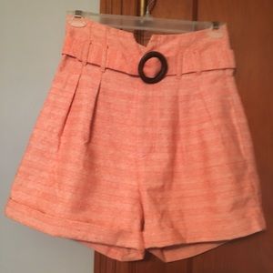 Line and dot paper bag tweed shorts